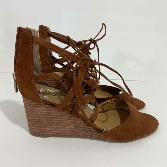 Franco Sarto Mollie Wedge Sandals Brown Size 10 - Picture 4 of 10